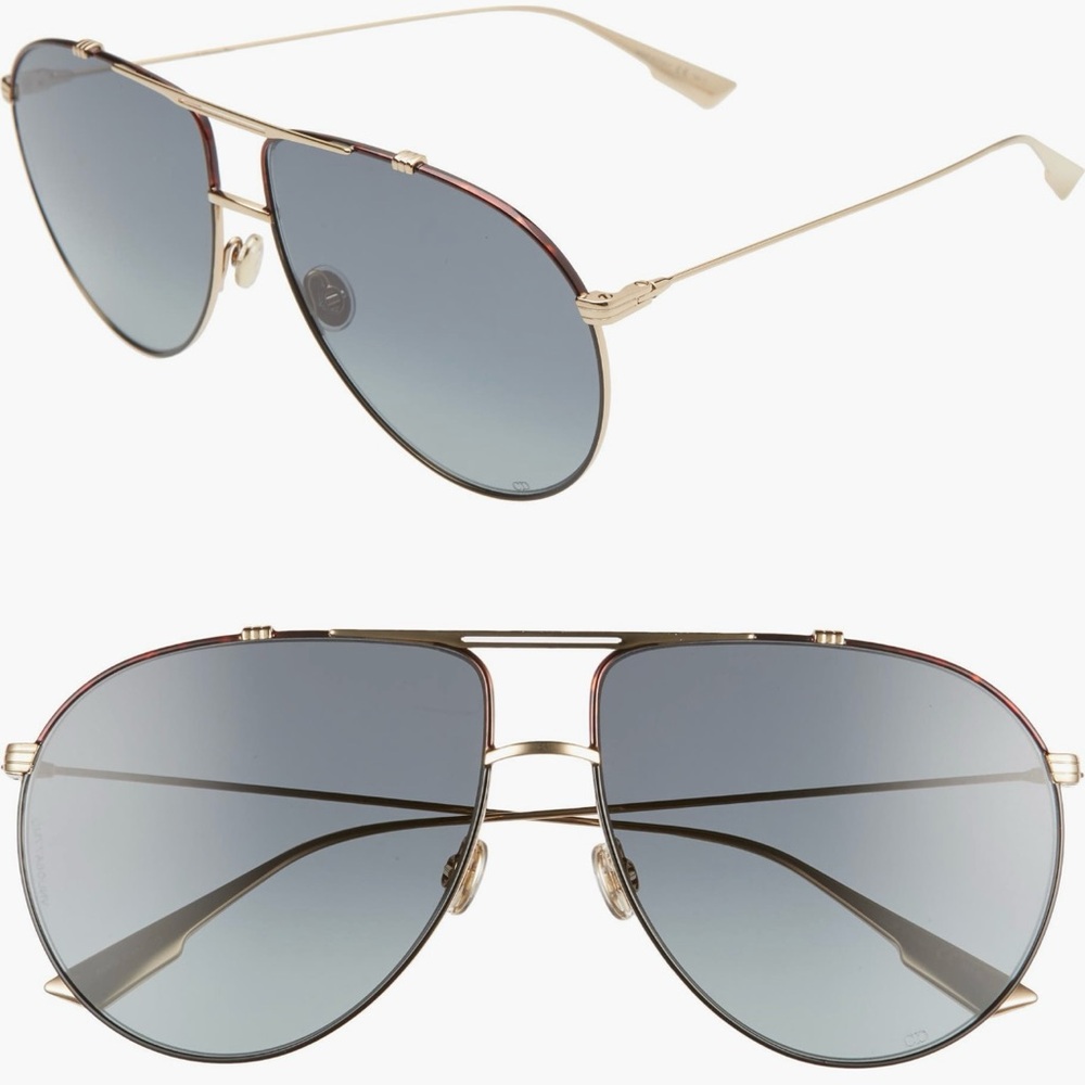 Brand new Dior Monsieur Gold and Gray 63 mm Aviator Sunglasses-